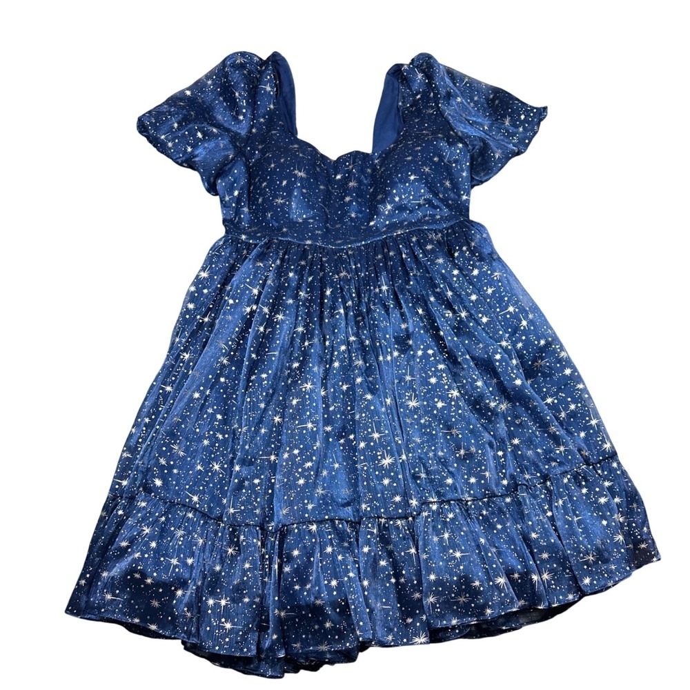Chelsea Reece Starlight Princess Puff Dress Blue Silver Star Celestial Plus 24